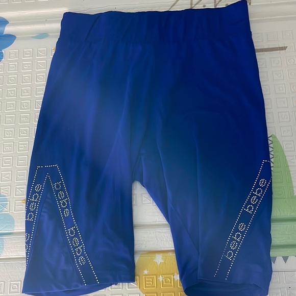 Soft blue bike shorts with lace trim and some bling - Picture 1 of 4
